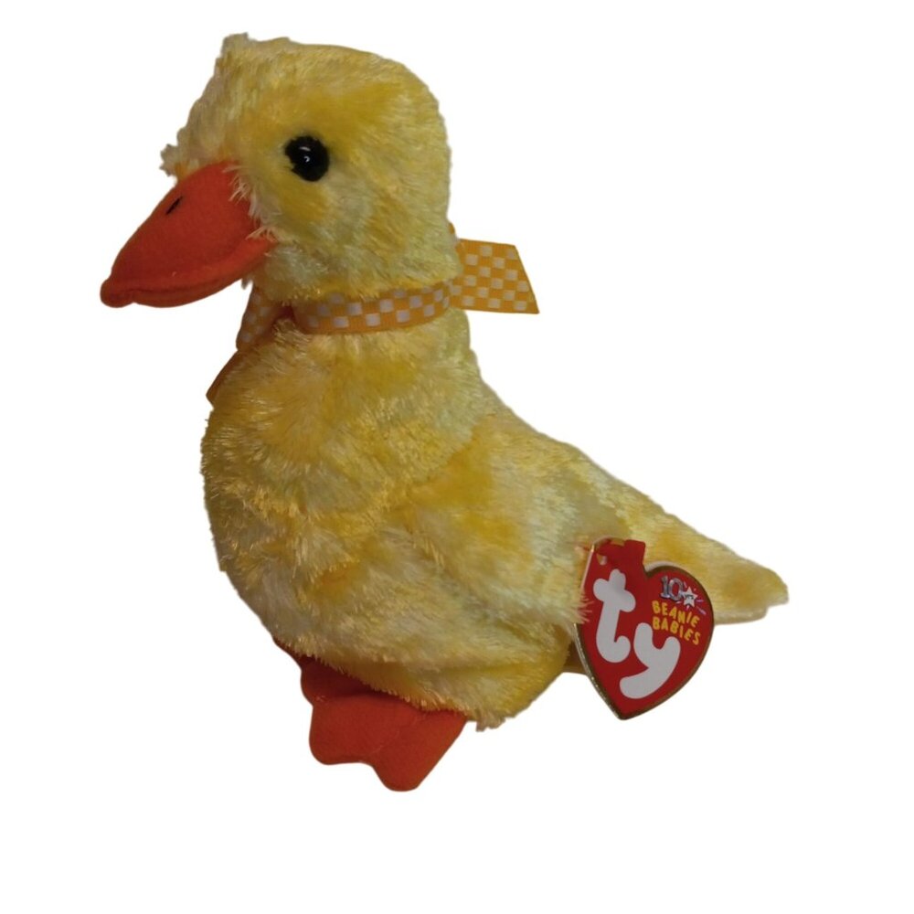 Ty Beanie Babies Duck-E Plush Yellow Duck 10th Anniversary 2002 Collectible Toy